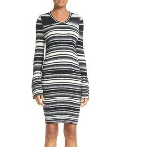 Opening Ceremony Wool Mini Dress Womens Medium Bodycon Long Sleeve Stripe